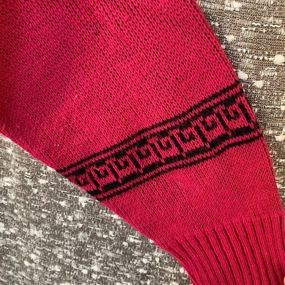 Vintage IFI Hot Pink Knit Pullover Sweater Retro Geometric Womens - Picture 3 of 7